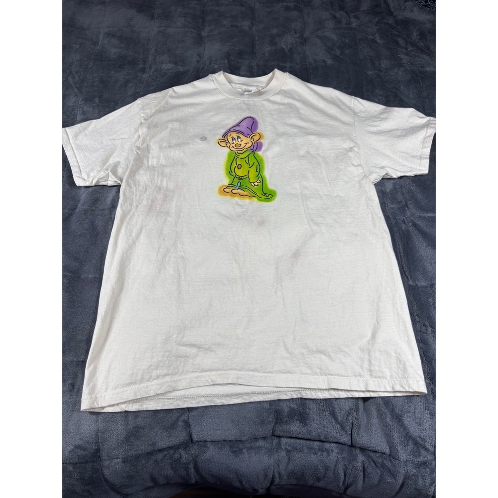 Vintage Disney Store Dopey T Shirt Mens XL Cream Airbrush Snow White Made in USA